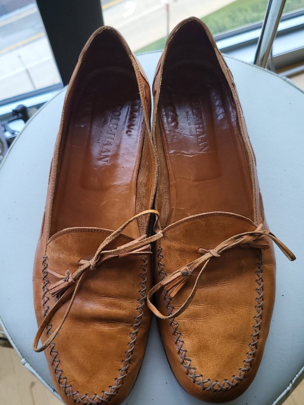 Cole Haan Men's Summer Light Tan Closed Moc Toe Tie Slip-On Loafers US 10.5 M